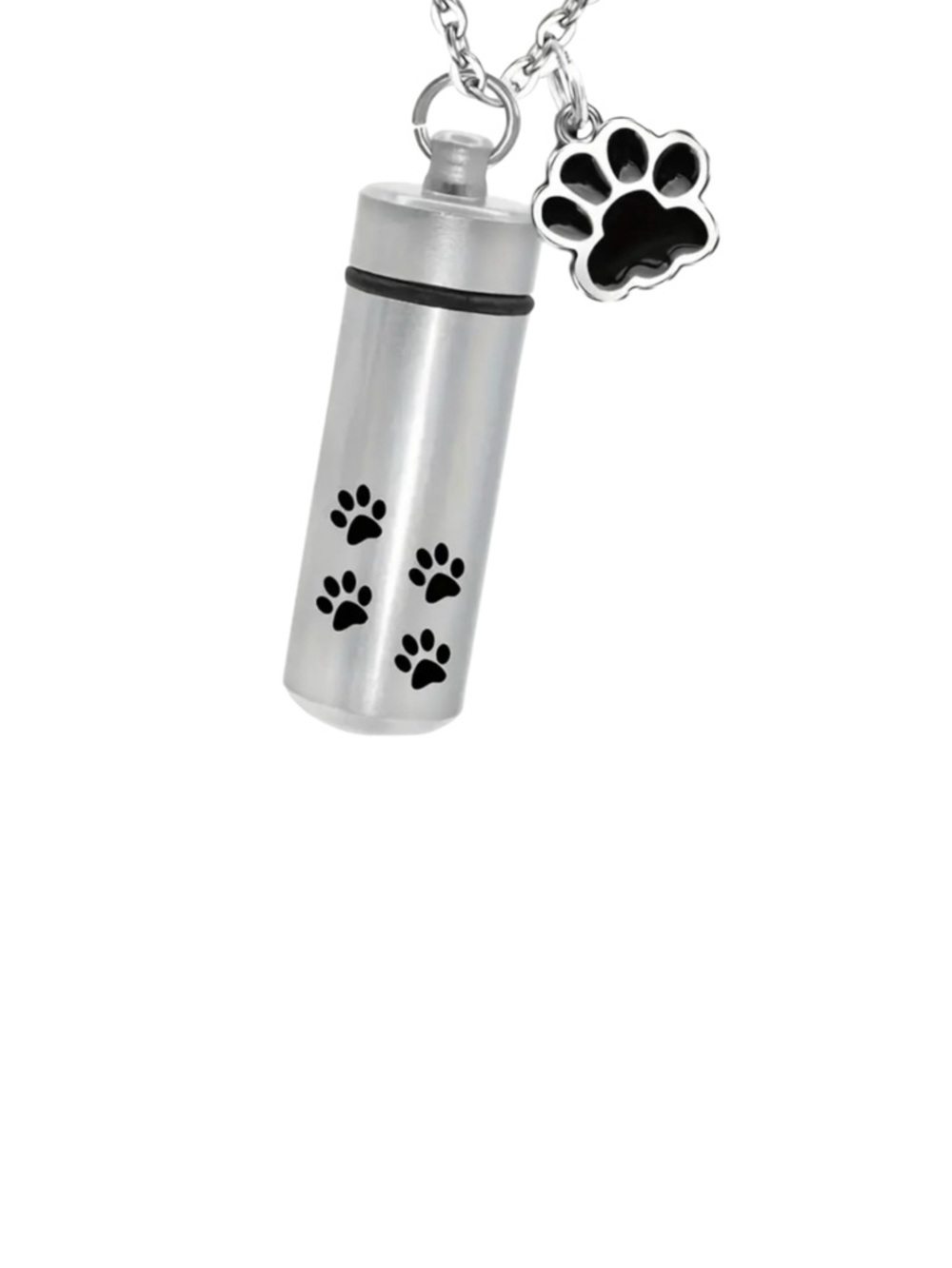Pet Cremation Urn Necklace Stainless Steel Memorial Keepsake Cylinder Pendant